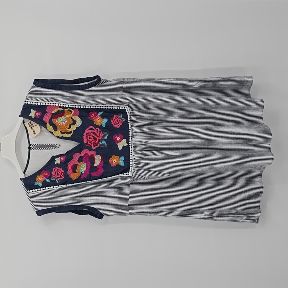 Savanna Jane Down to Georgia Blue Striped Mini Dress Size 1X - Picture 1 of 9